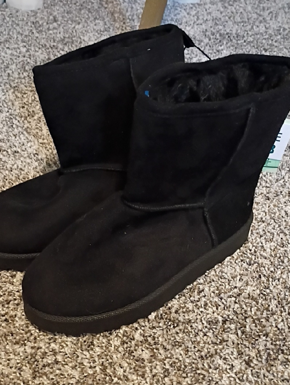 Kids Black Fleece-Lined Winter Boots